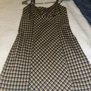 NWOT Woven Slip Dress Yellow and Black Plaid